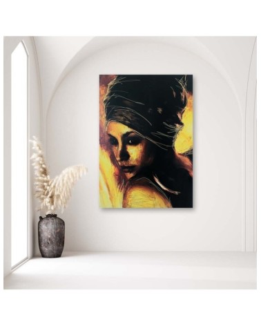 Wandbild für Wohnzimmer - Introvertierte Frau Porträt | Feeby