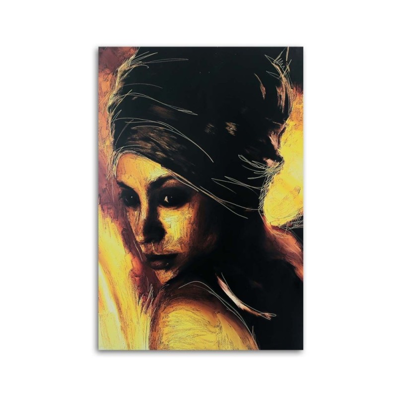 Wandbild für Wohnzimmer - Introvertierte Frau Porträt | Feeby