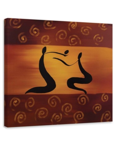 Pictures on Canvas  for living room - Africa figures on orange background | FEEBY