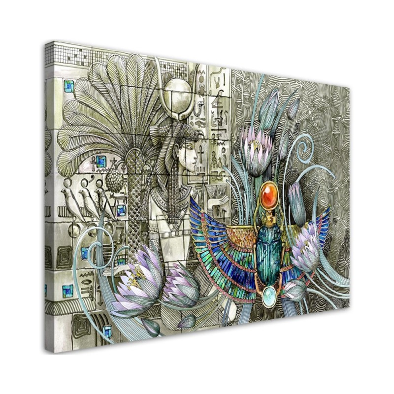 Leinwandbild - Ägyptische Hieroglyphen und Skarablen | Feeby