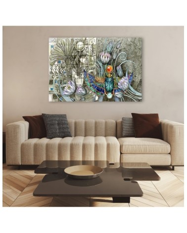 Leinwandbild - Ägyptische Hieroglyphen und Skarablen | Feeby