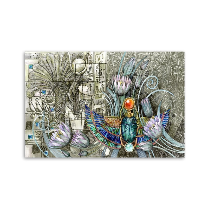 Leinwandbild - Ägyptische Hieroglyphen und Skarablen | Feeby
