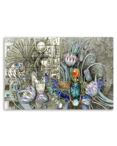 Leinwandbild - Ägyptische Hieroglyphen und Skarablen | Feeby