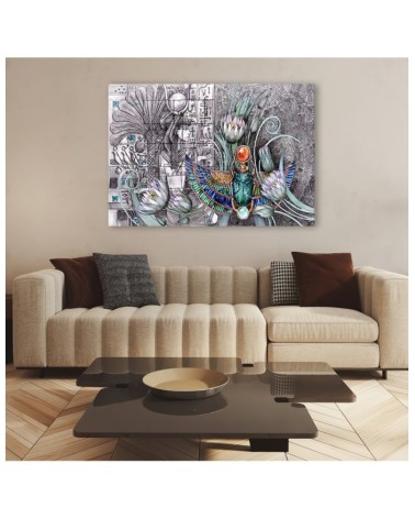 Leinwandbild - Ägyptische Hieroglyphen und Skarablen | Feeby