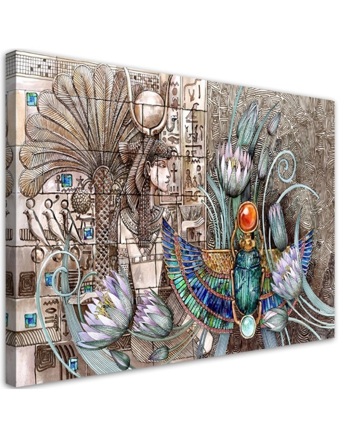 Modernes Wandbild - Ägyptische Hieroglyphen und Skarablen | Feeby