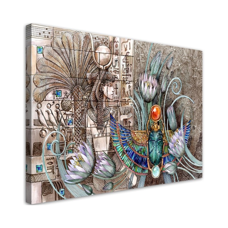 Modernes Wandbild - Ägyptische Hieroglyphen und Skarablen | Feeby