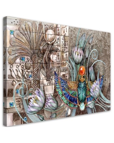 Wall painting for room - Egyptian hieroglyphs and scarab | FEEBY