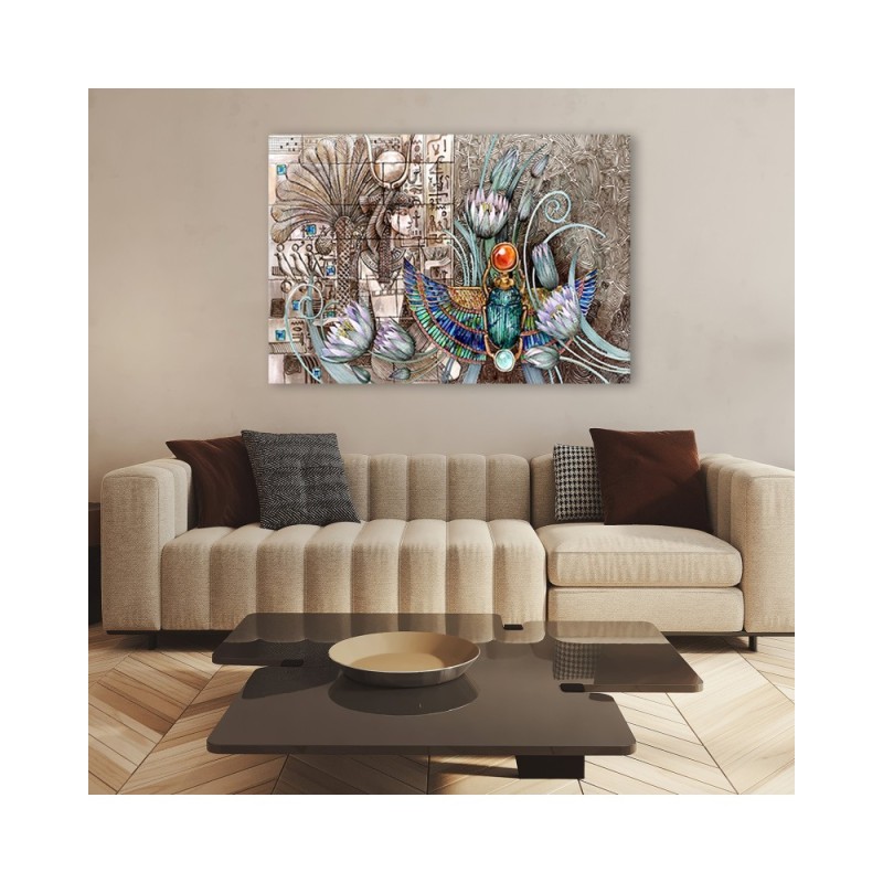 Modernes Wandbild - Ägyptische Hieroglyphen und Skarablen | Feeby