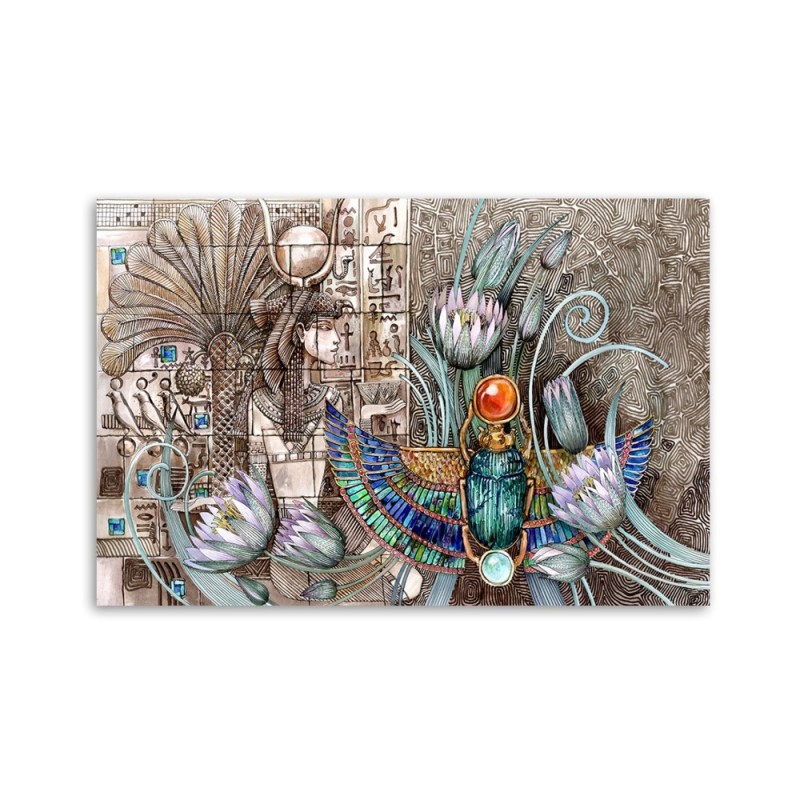 Modernes Wandbild - Ägyptische Hieroglyphen und Skarablen | Feeby