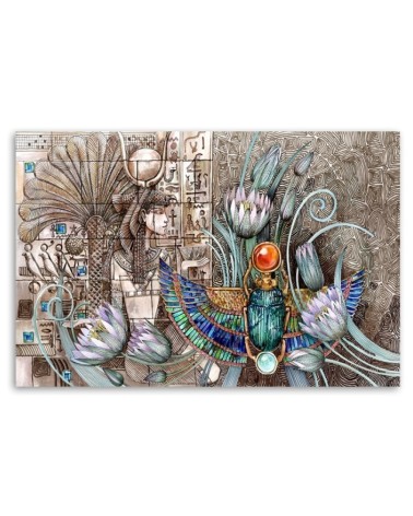 Modernes Wandbild - Ägyptische Hieroglyphen und Skarablen | Feeby