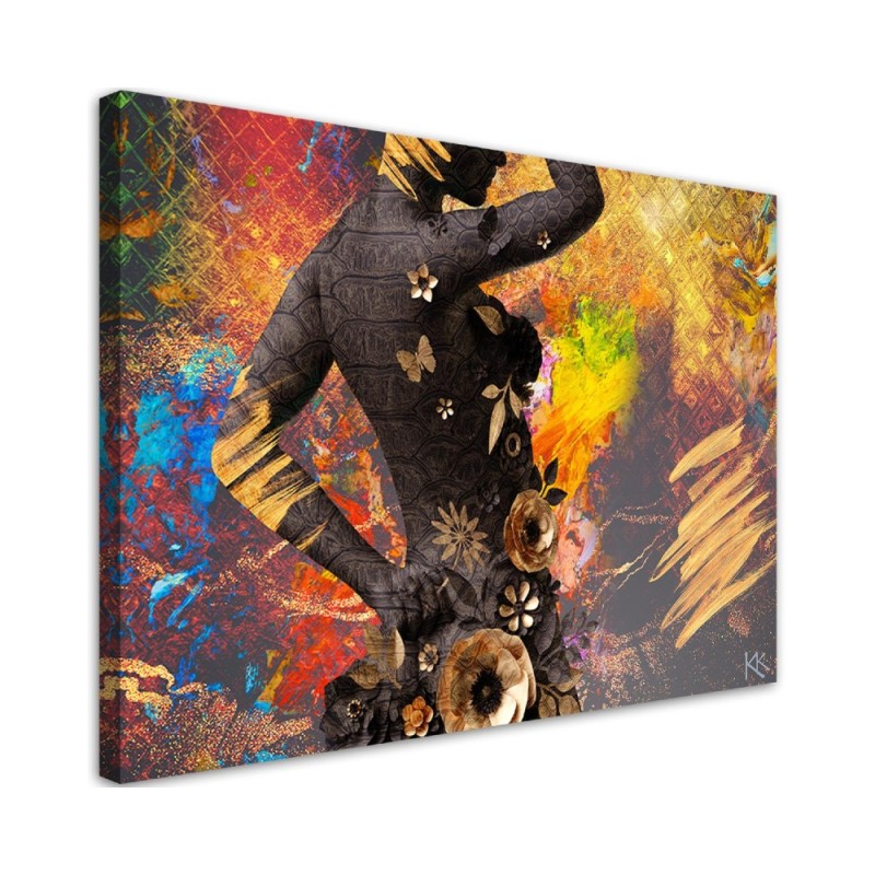 Leinwandbild - Afrikanische Frau Blumen Abstraktion | Feeby