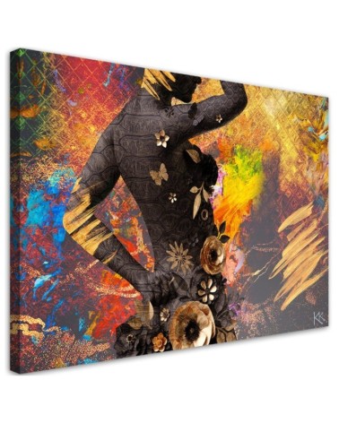 Leinwandbild - Afrikanische Frau Blumen Abstraktion | Feeby