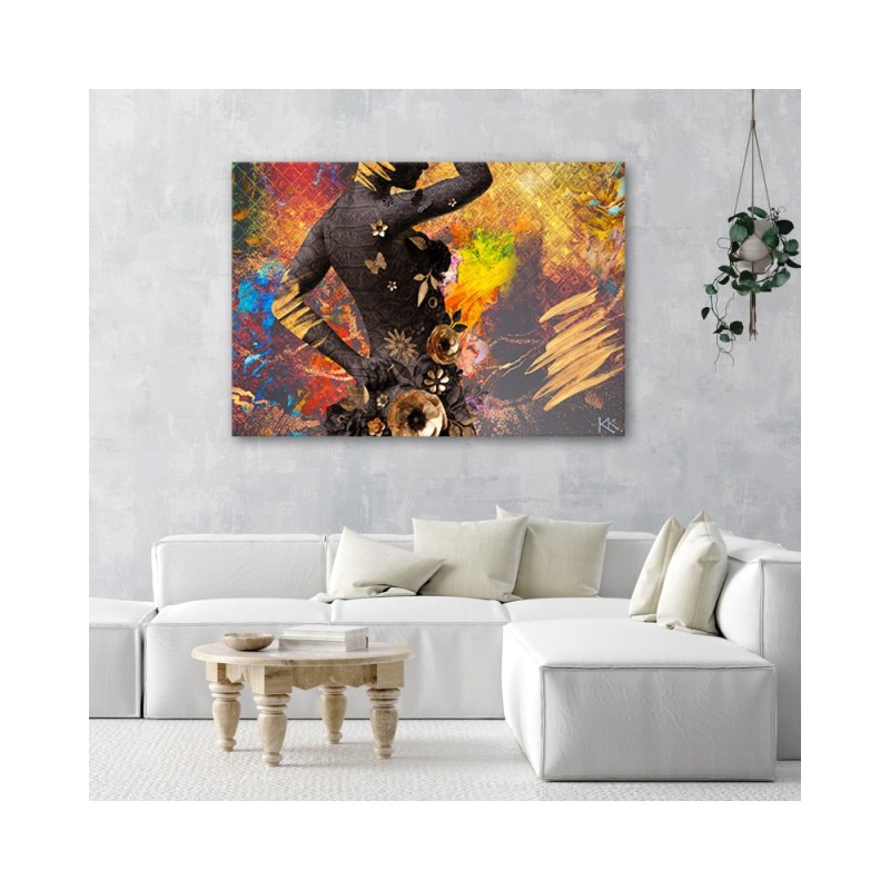 Leinwandbild - Afrikanische Frau Blumen Abstraktion | Feeby