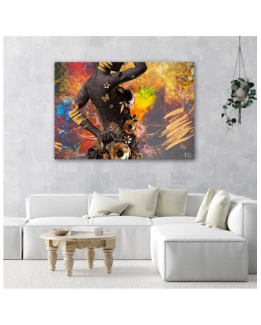 Leinwandbild - Afrikanische Frau Blumen Abstraktion | Feeby