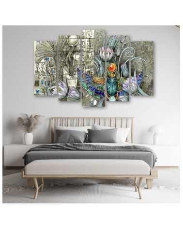 Leinwandbild - Ägyptische Hieroglyphen und Skarablen | Feeby