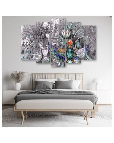 Leinwandbild - Ägyptische Hieroglyphen und Skarablen | Feeby