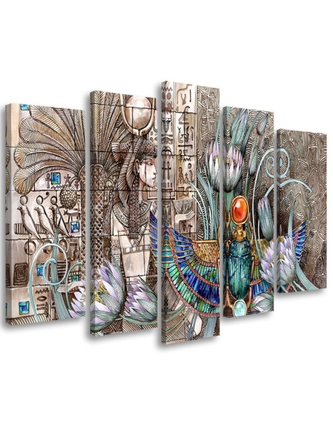 Bild auf Leinwand - Ägyptische Hieroglyphen und Skarablen | Feeby