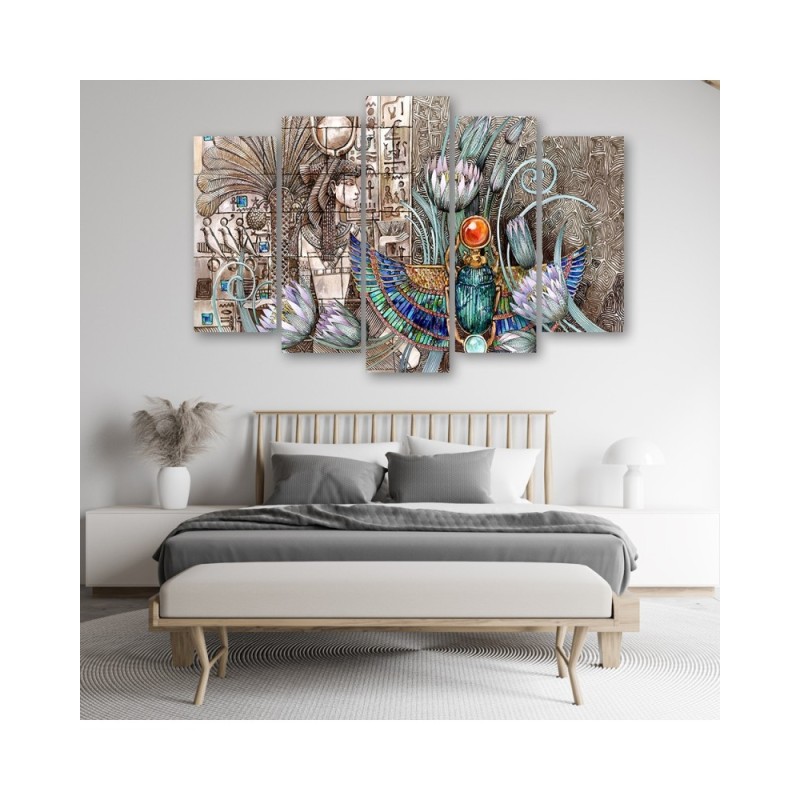 Bild auf Leinwand - Ägyptische Hieroglyphen und Skarablen | Feeby