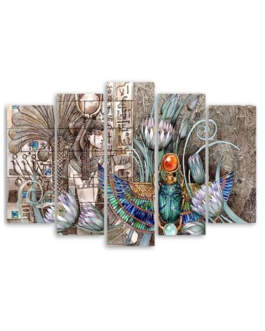 Bild auf Leinwand - Ägyptische Hieroglyphen und Skarablen | Feeby