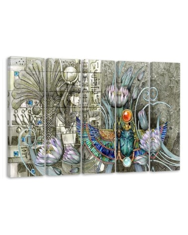 Leinwandbild - Ägyptische Hieroglyphen und Skarablen | Feeby