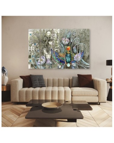 Leinwandbild - Ägyptische Hieroglyphen und Skarablen | Feeby