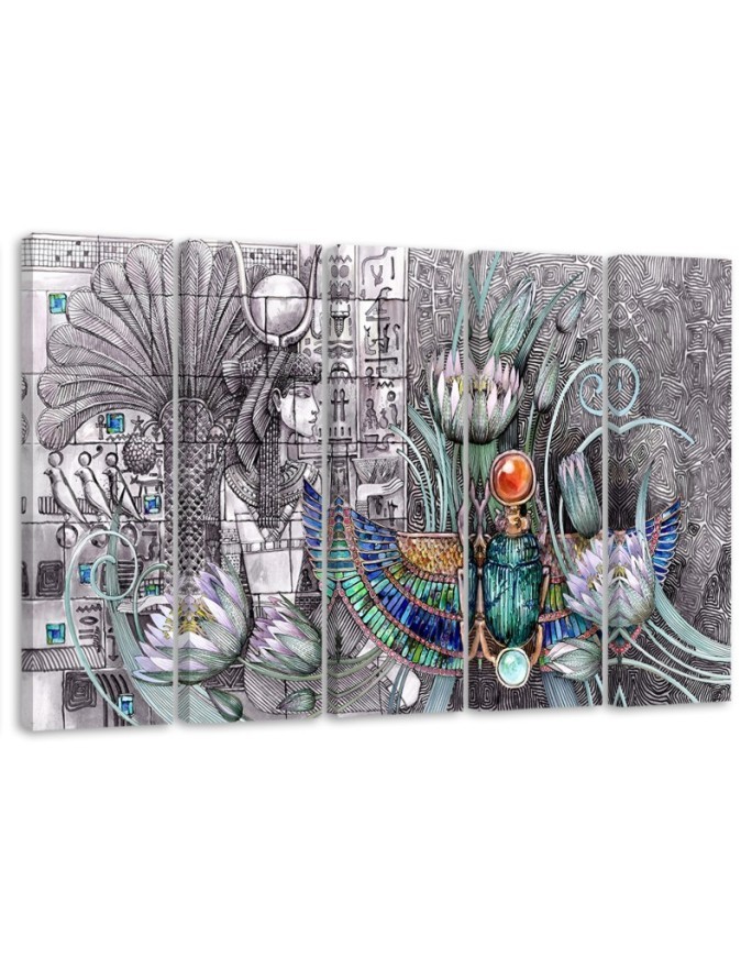 Modernes Wandbild - Ägyptische Hieroglyphen und Skarablen | Feeby