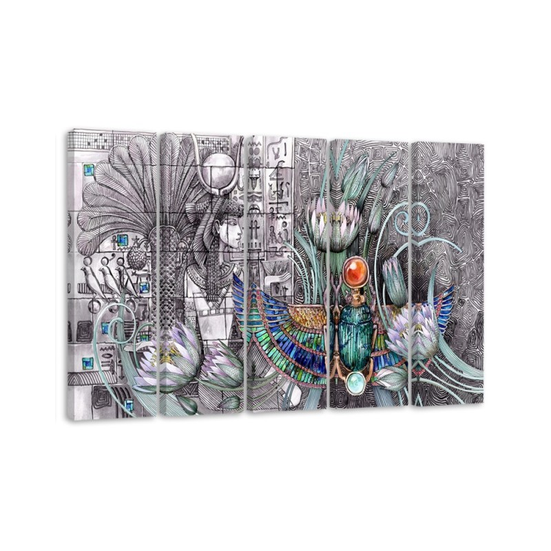 Modernes Wandbild - Ägyptische Hieroglyphen und Skarablen | Feeby