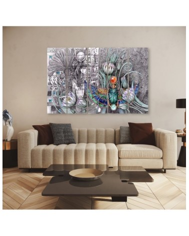 Modernes Wandbild - Ägyptische Hieroglyphen und Skarablen | Feeby