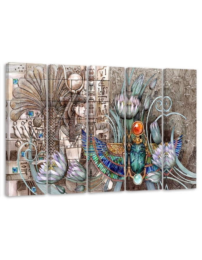 Bild auf Leinwand - Ägyptische Hieroglyphen und Skarablen | Feeby