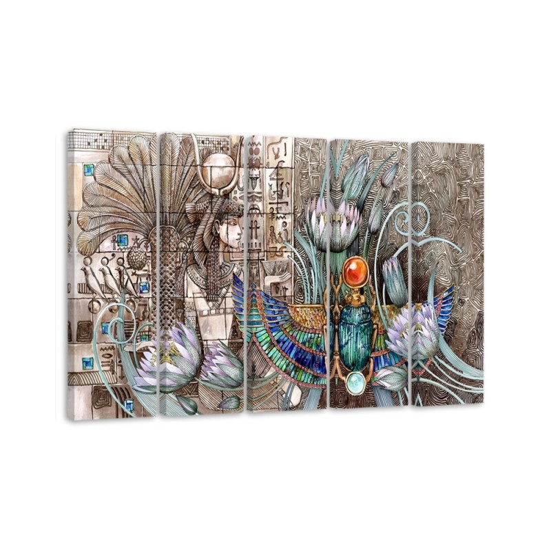 Bild auf Leinwand - Ägyptische Hieroglyphen und Skarablen | Feeby