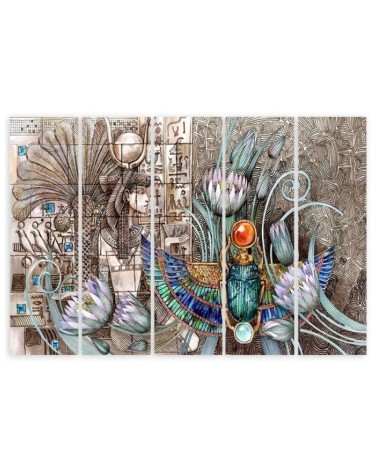 Bild auf Leinwand - Ägyptische Hieroglyphen und Skarablen | Feeby