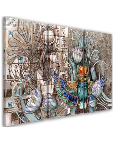 Triptych Canvas painting for living room wall - Ancient Egypt pharaoh | FEEBY