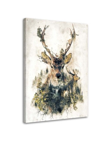 Wandbild für Wohnzimmer - Künstlerische Hirsche | Feeby