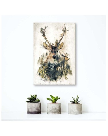 Wandbild für Wohnzimmer - Künstlerische Hirsche | Feeby