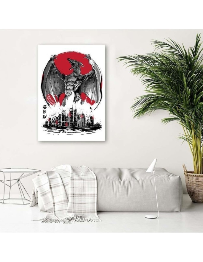 Obraz canvas na ścianę - Anime Potwór ze skrzydłami sumi-e