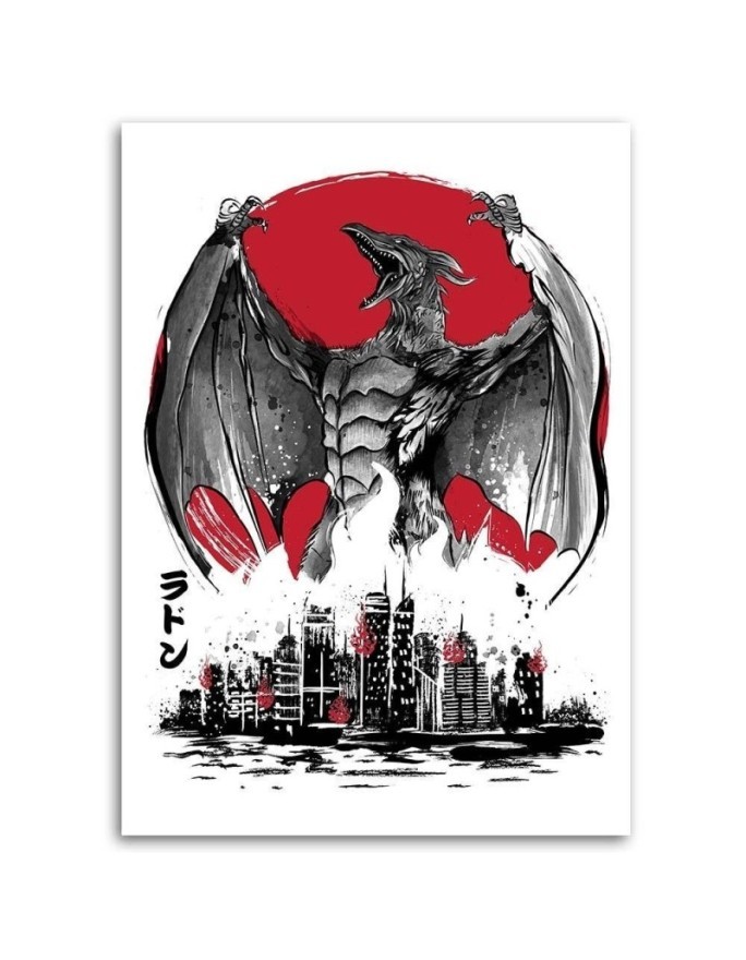 Obraz canvas na ścianę - Anime Potwór ze skrzydłami sumi-e