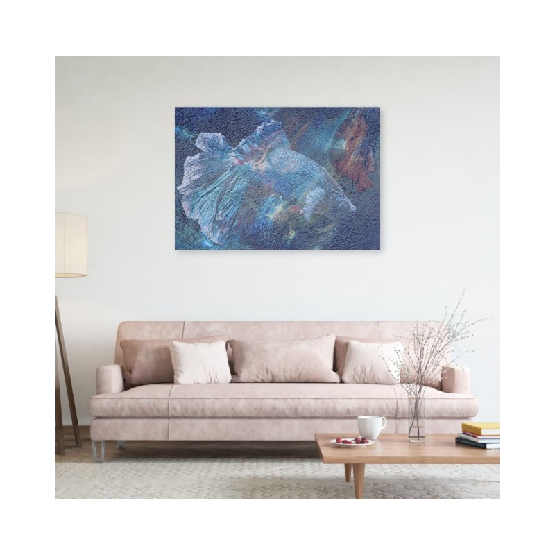 Wandbild für Wohnzimmer - Blaue Blume Abstraktion | Feeby