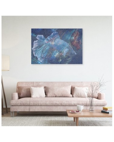 Wandbild für Wohnzimmer - Blaue Blume Abstraktion | Feeby