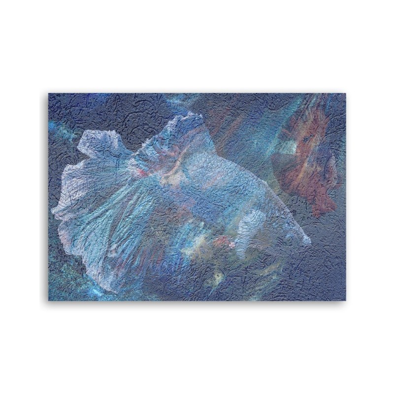 Wandbild für Wohnzimmer - Blaue Blume Abstraktion | Feeby