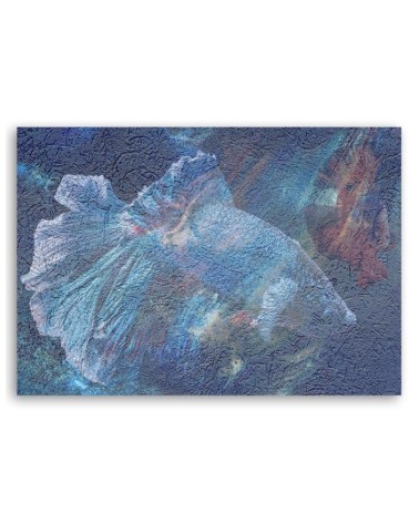 Wandbild für Wohnzimmer - Blaue Blume Abstraktion | Feeby