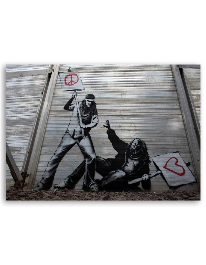 Teenage Canvas painting - Banksy room fight with love mural | FEEBY