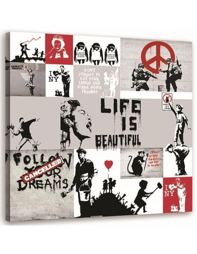 Obraz młodzieżowy - Banksy kolaż Street Art