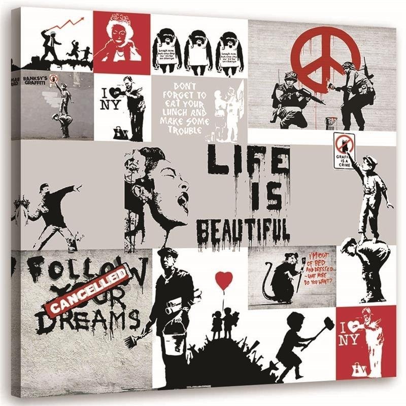 Obraz młodzieżowy - Banksy kolaż Street Art