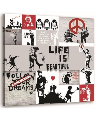 Canvas prints for a teenager's room - Banksy Street art collage | FEEBY