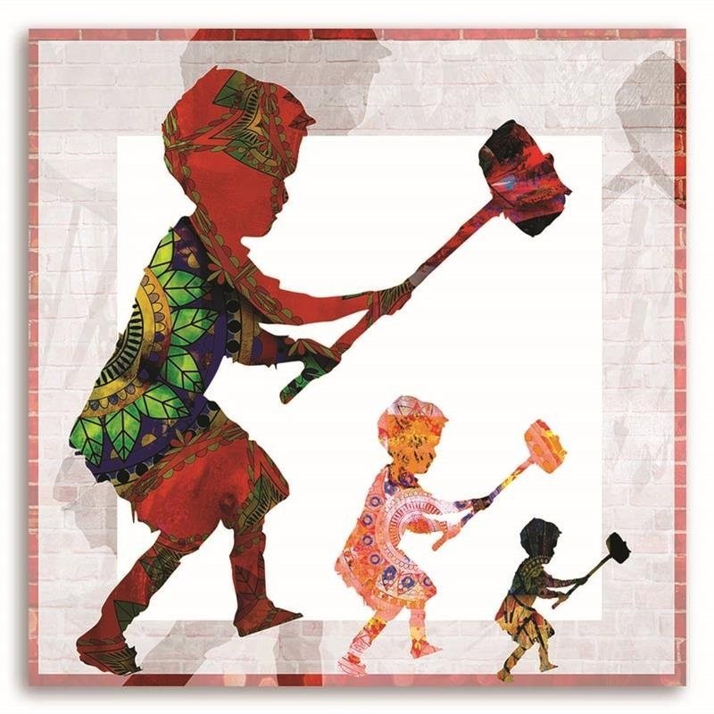 Bild auf Leinwand - Banksy Boy mit einem Hammer | Feeby