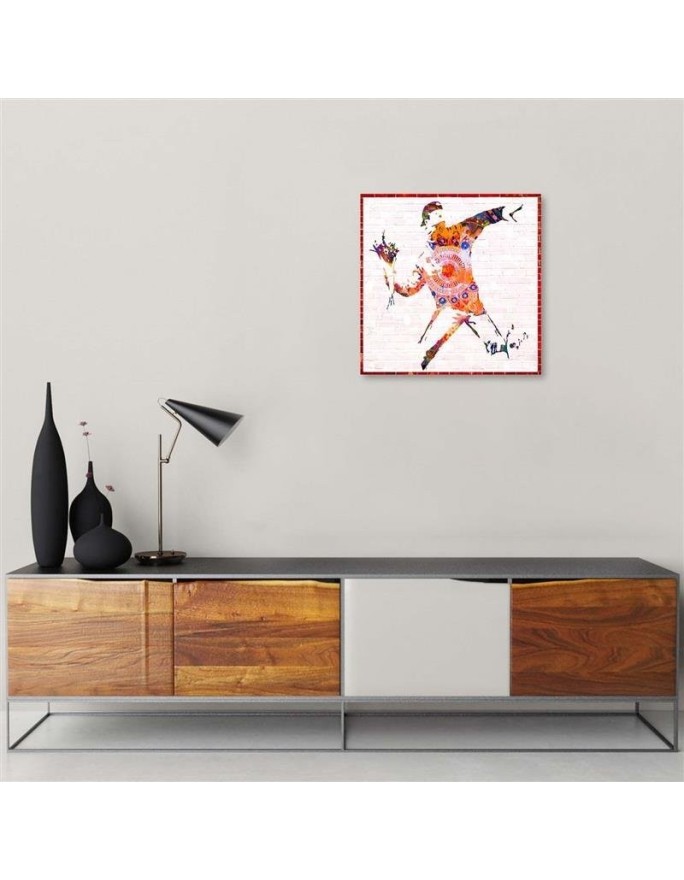 Youth Canvas painting - Banksy Hooligan with a bouquet of flowers | FEEBY