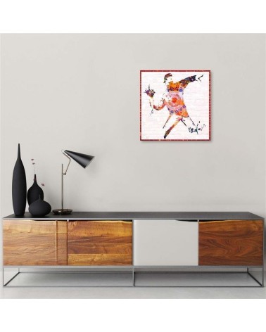 Leinwandbild - Banksy Hooligan mit einem Blumenstrauß | Feeby