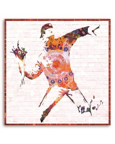 Leinwandbild - Banksy Hooligan mit einem Blumenstrauß | Feeby