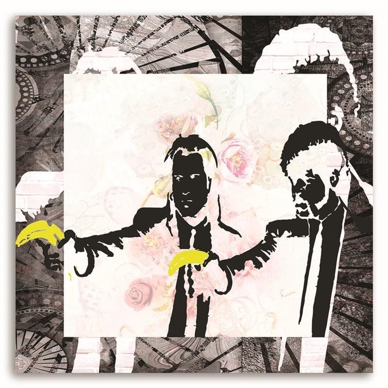 Leinwandbild - Banksy-Gangster Affen mit Bananen | Feeby