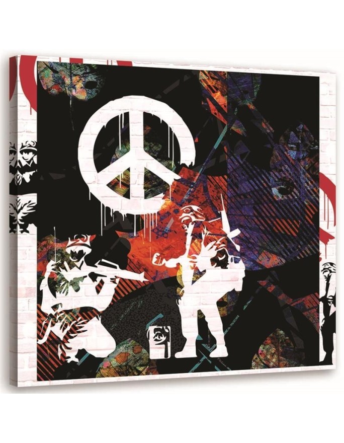 Obraz nowoczesny do pokoju - Banksy Żołnierze i znak pokoju